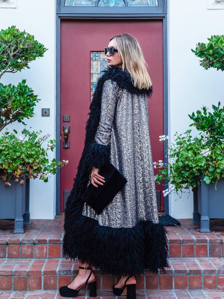 Jennafer Grace - Wholesale Jacket – Women's - Penny Deluxe Buxom Gunmetal Faux Fur Jacket4