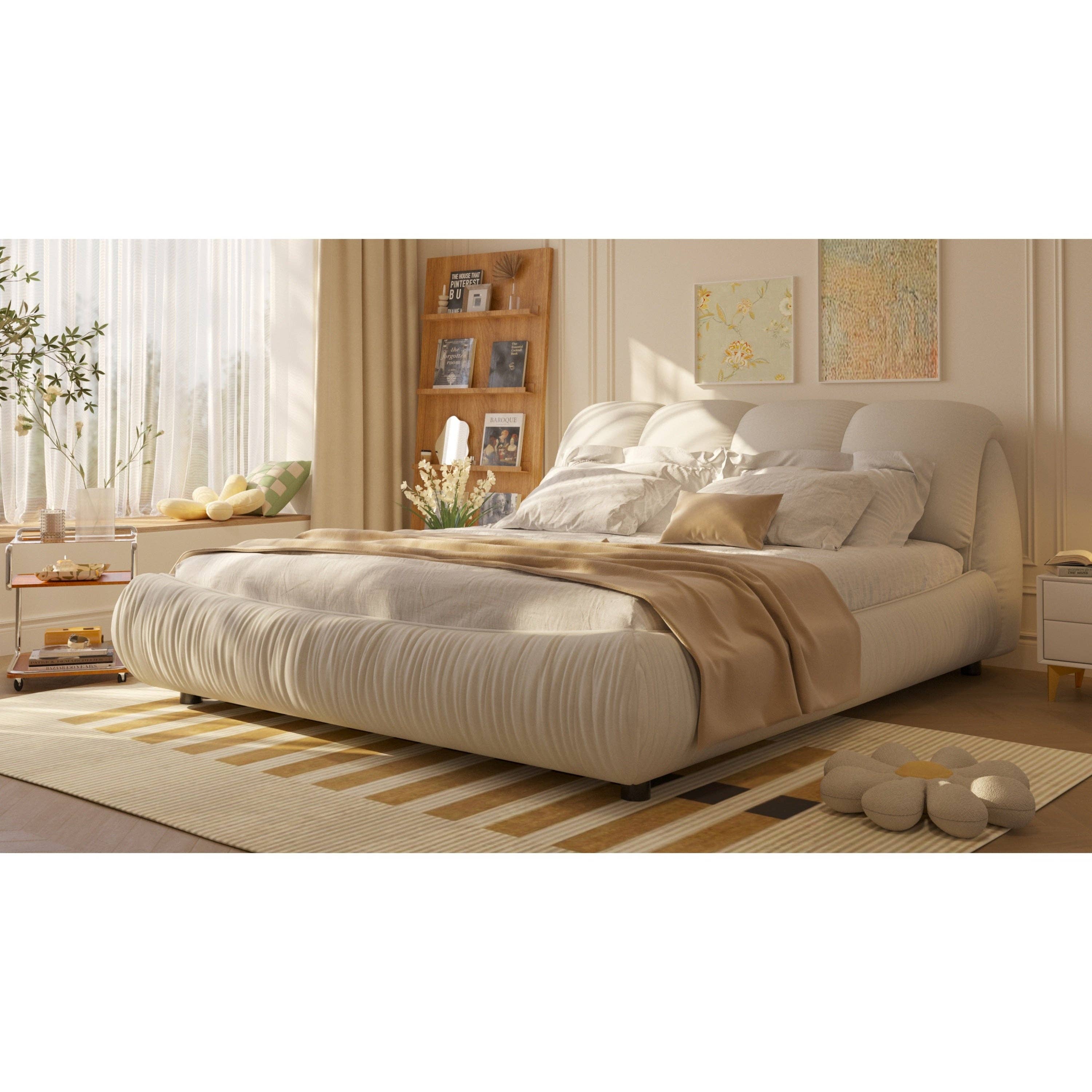 39F Inc. - Wholesale Bed - Queen Size Upholstered Platform Bed with Padded Backrest9