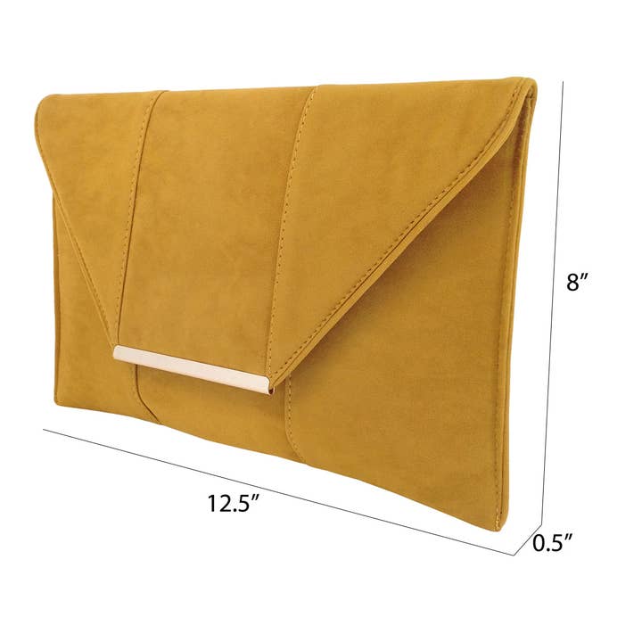 JNBFASHION.COM - Vendita all'ingrosso Pochette - Donna - Pochette a busta in finta microfibra - Ferramenta in metallo dorato