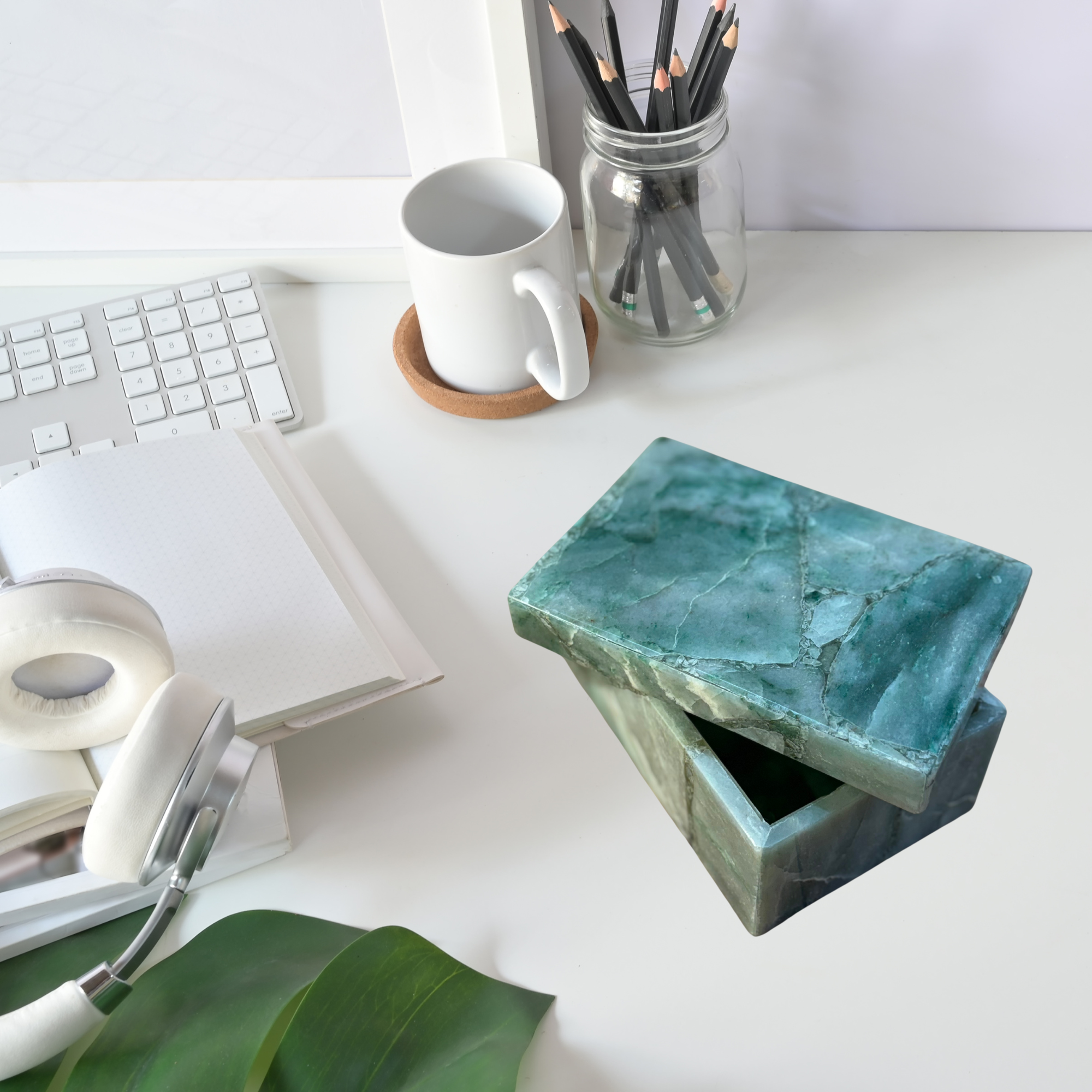 Serein Wellness – Organizador/caixa de joias por atacado – Caixa de Aventurina Verde Pedra Preciosa Caixa de Bugigangas de Cristal5