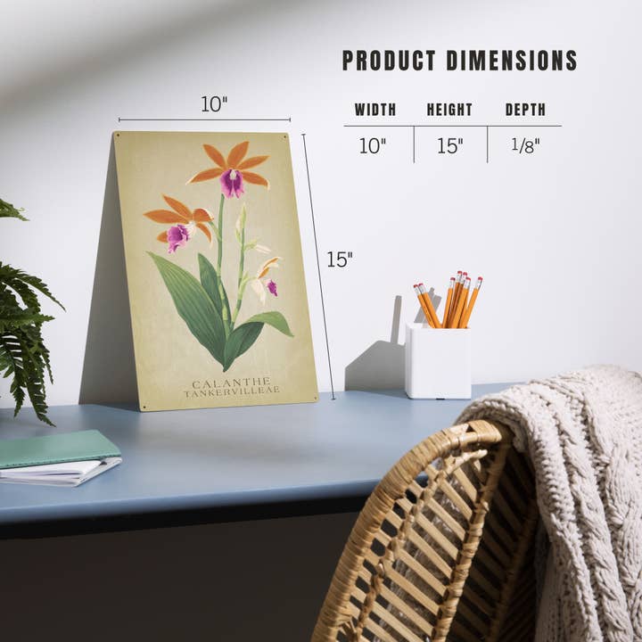 Lantern Press - Wholesale Wood wall art - WOOD SIGN ART Calanthe Tankervilleae Orchid Flora5