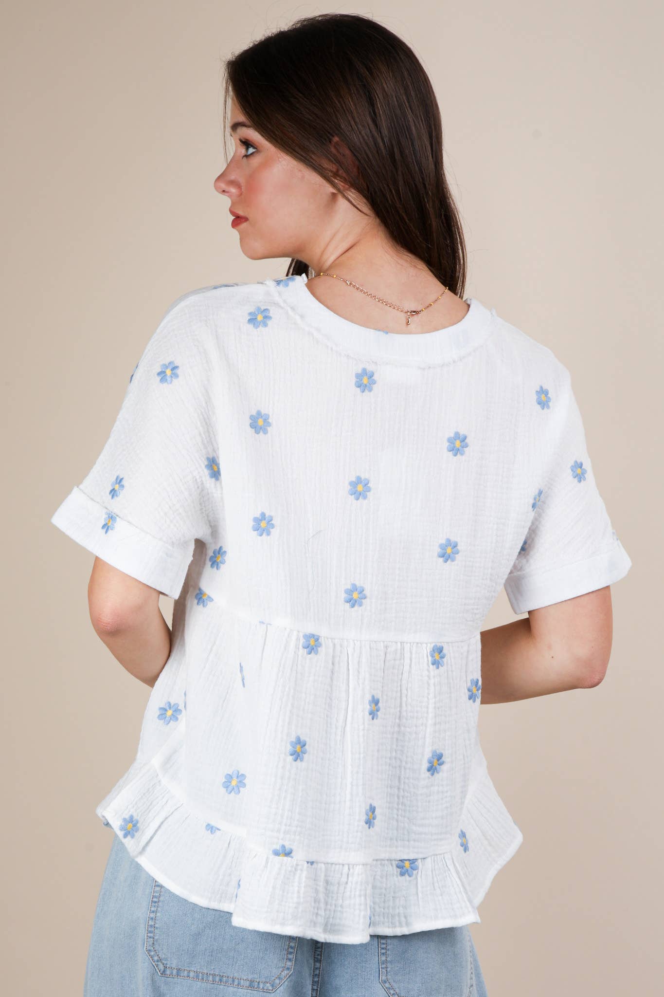 VERY J - Wholesale Blouse - Women's - NT12065-Flower Embroidered Woven Blouse Top28