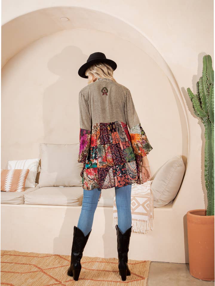 Gravel Bohemian Rhapsody : Embroidered Long Kimono
for wholesale on Faire