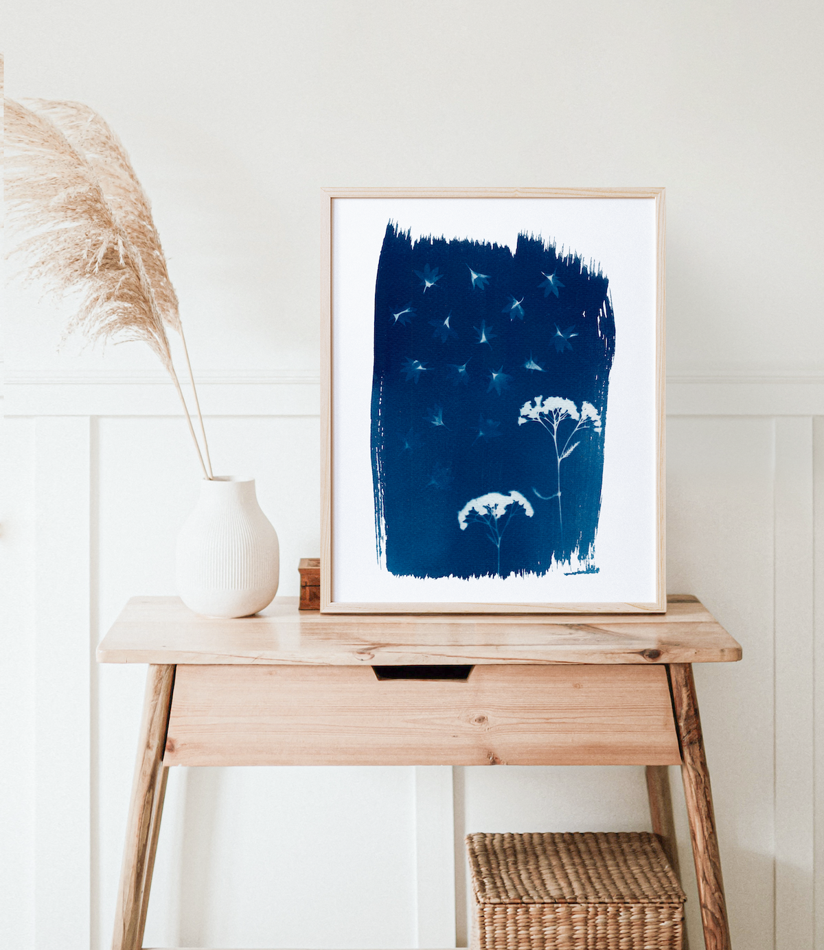 Far Mountain Studio - Wholesale Art Print - "Rain on the Flowers" Blue Floral Art Print 8"x10" Unframed2