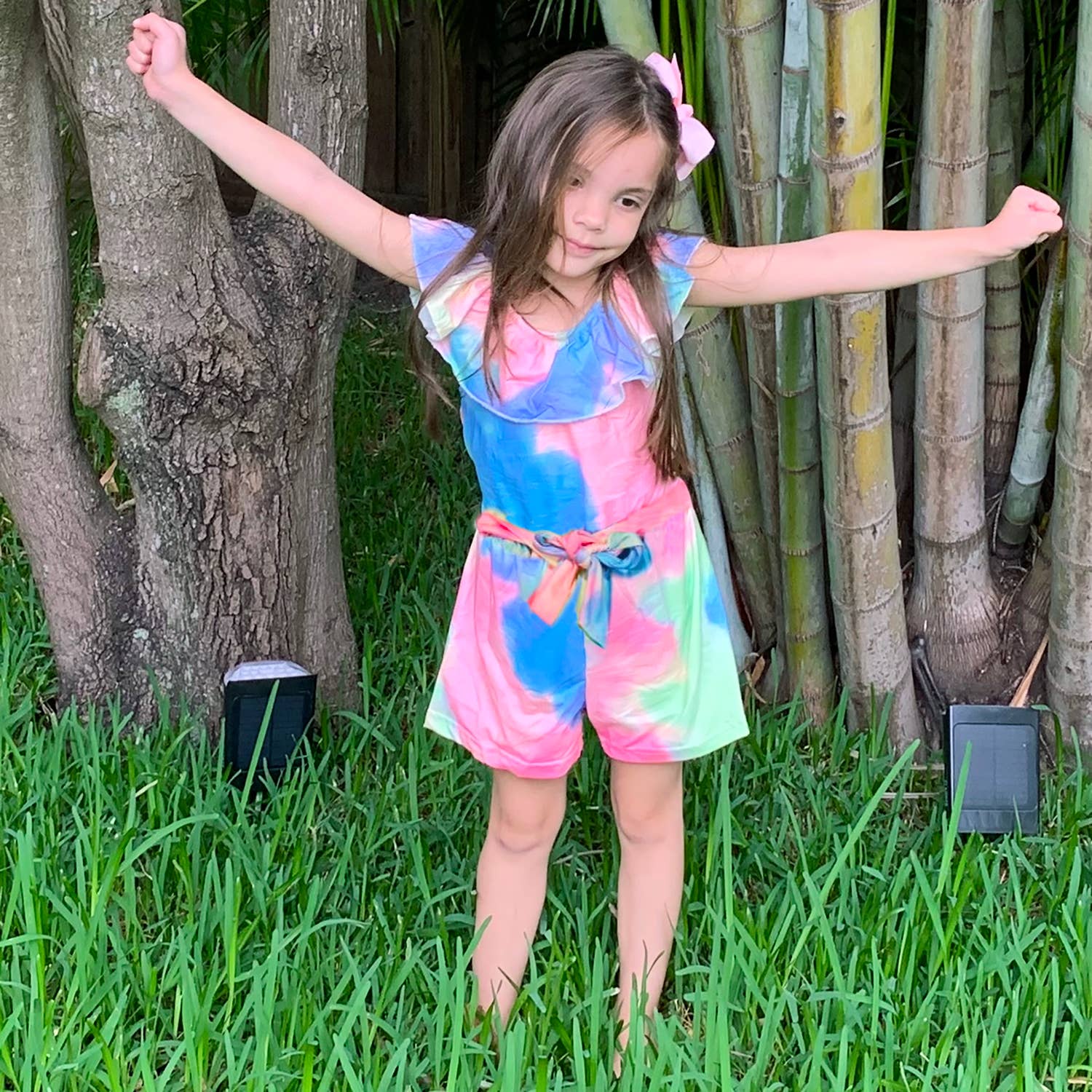 AnnLoren - Vente Combishort – enfant - Combinaison courte et tie-dye pastel pour filles, vêtements de camp d'été4