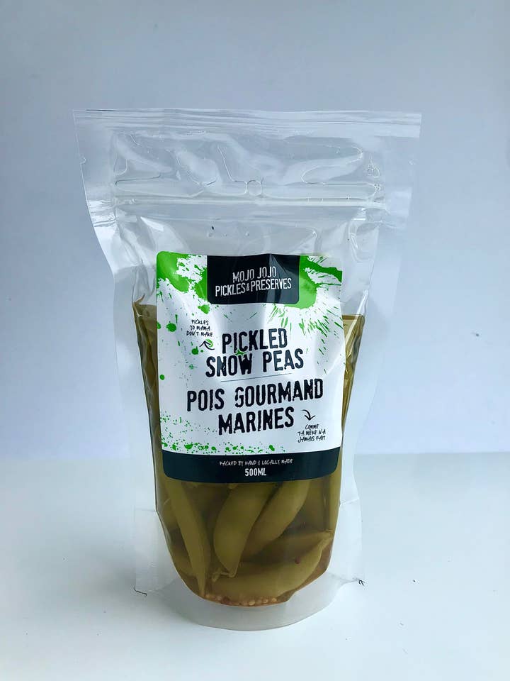 Pickled Peas - Sweet and Crisp Delight for wholesale by Mojo Jojo Pickles and Preserves