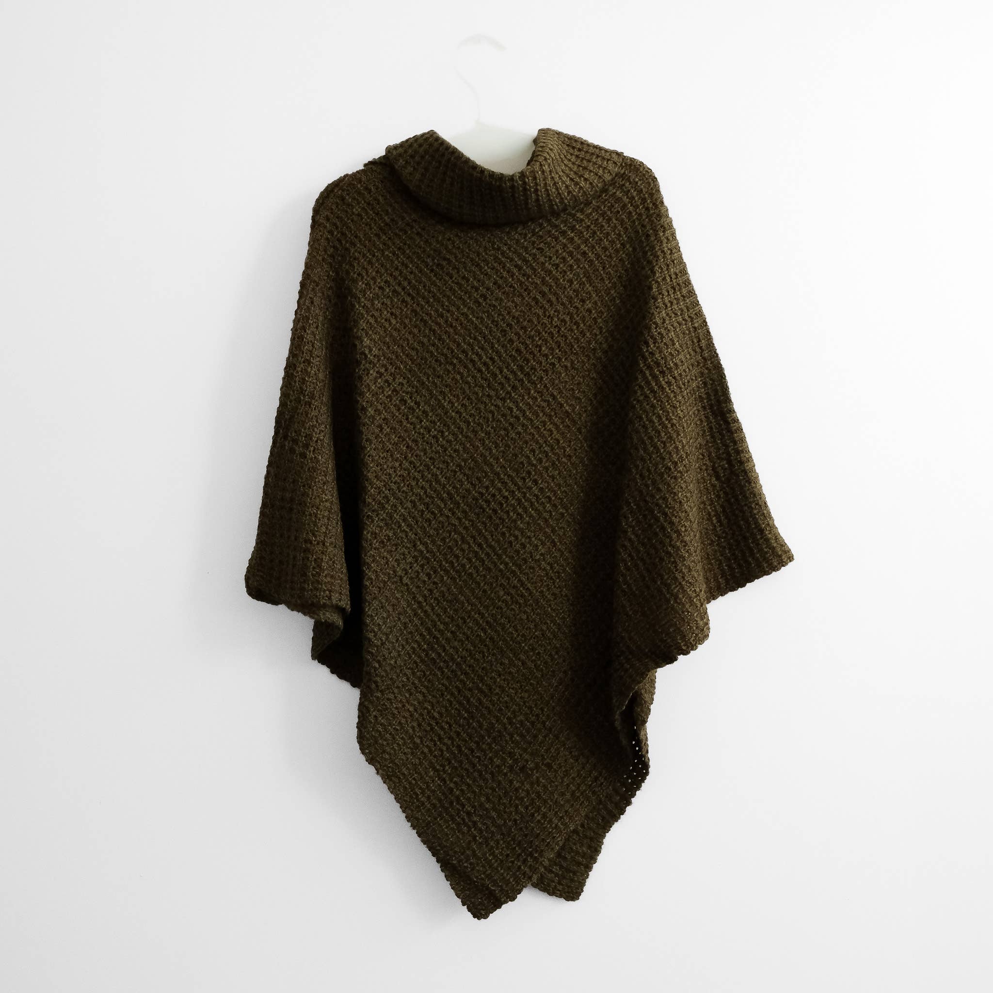 Karma Nepal Crafts - Wholesale Poncho - Women's - Hand Knit Turtle Neck Two Way Fall/Winter Poncho11