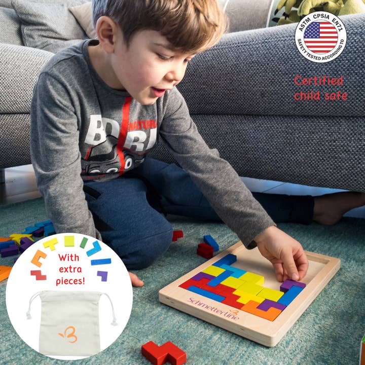 EXTASTICKS - Vendita all'ingrosso Puzzle - Bambini - Puzzle in legno Tetris Montessori, gioco STEM per allenare il cervello16