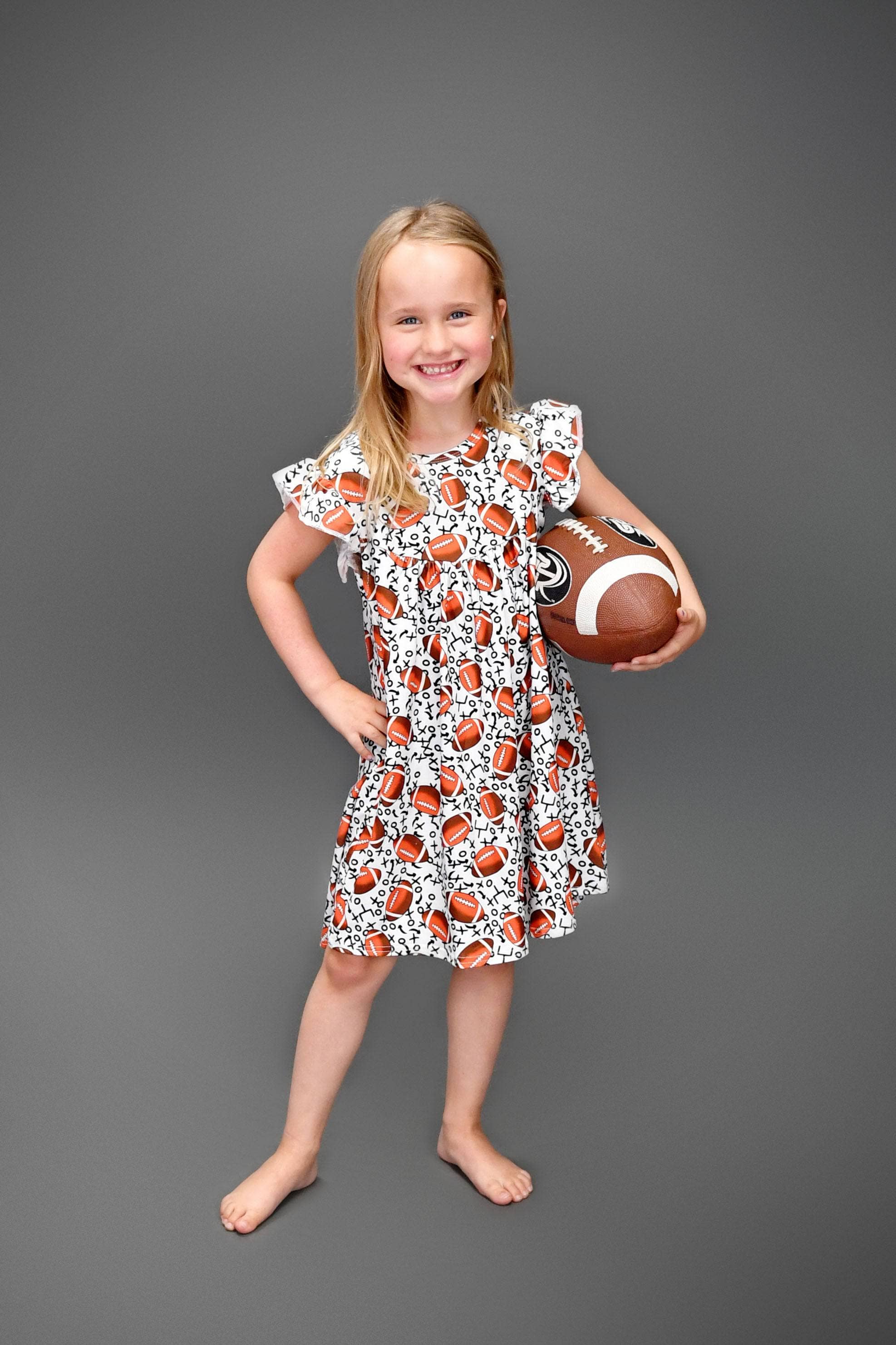 Great Lakes Kids Apparel – wholesale Dress – Kids – Touchdown Milk Silk Flutter Dress1