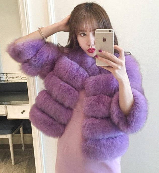 Marayn – wholesale Jacket – Women's – Luxury Faux Fox Fur Short Jacket for Women16