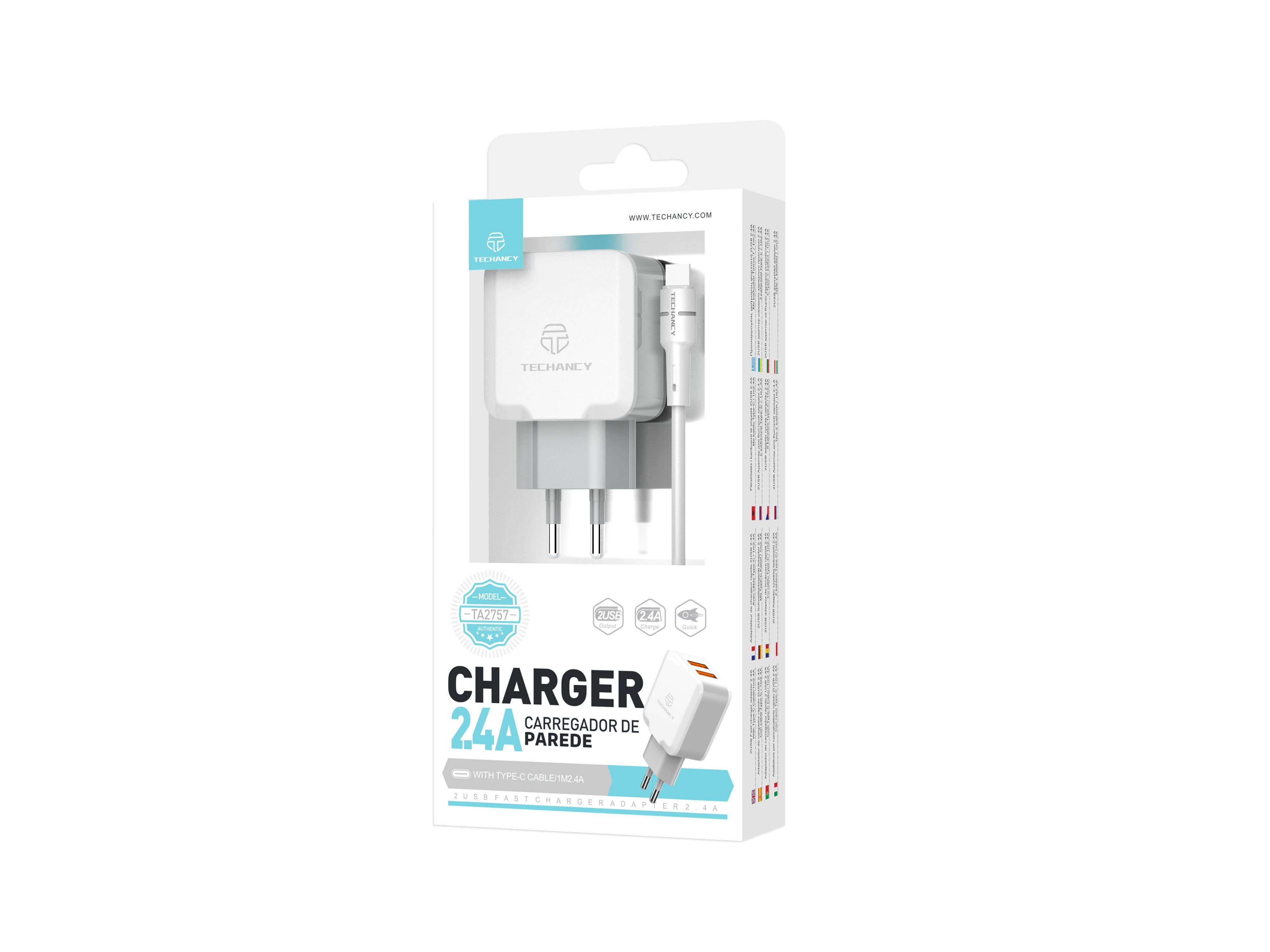 TECHANCY - Wholesale Charger - Techancy Wall Charger USB 2.4A, Fast Charging Adapter TA27573