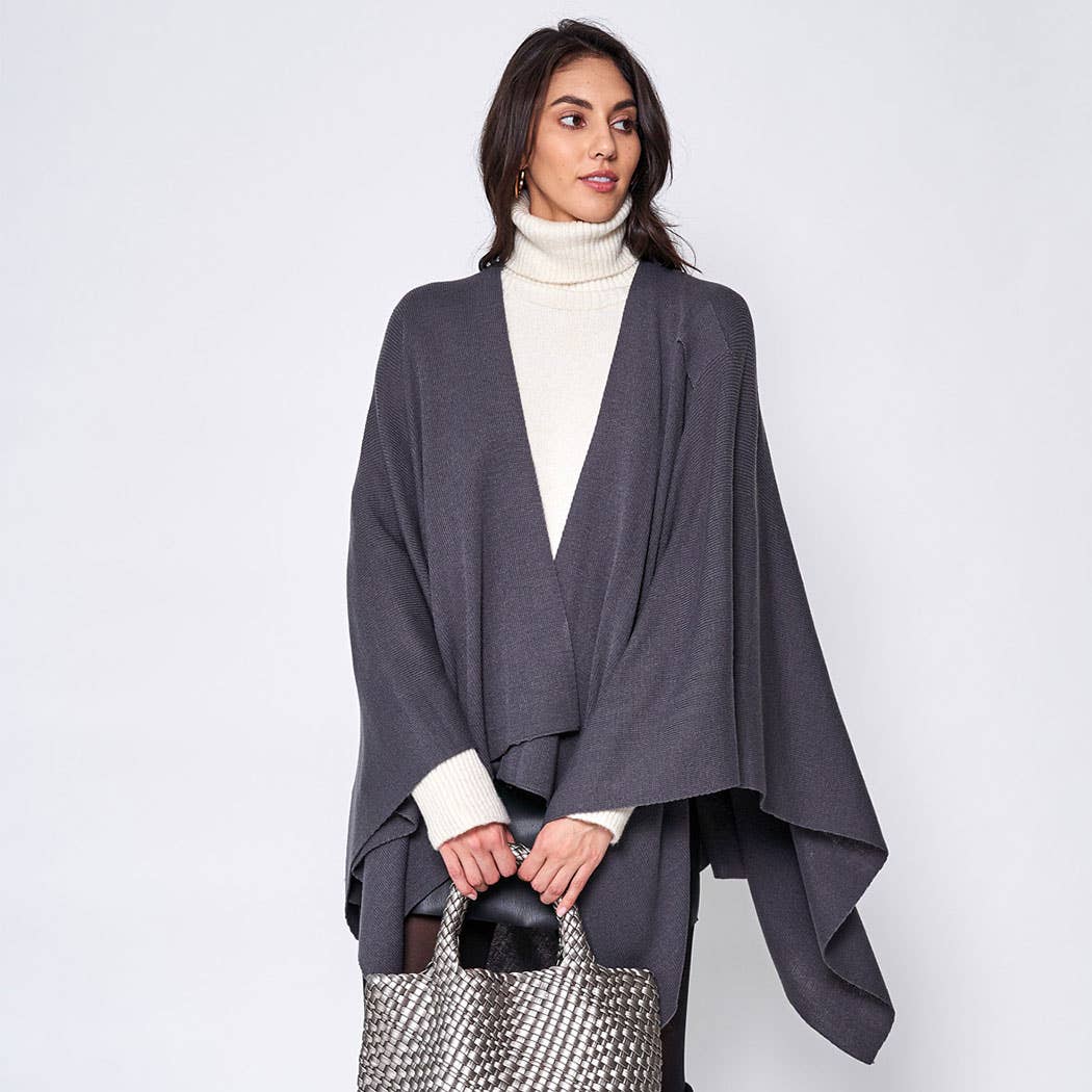 Fashion City - Wholesale Poncho - Women's - Solid Ruana with Shoulder Strap11