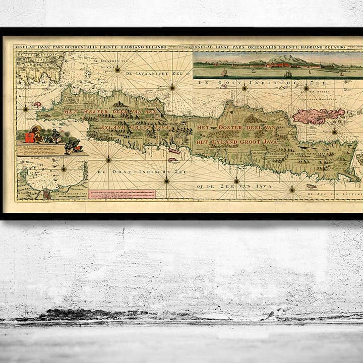 Alte Karte der Inseln Java und Madura Indonesien 1730 Vintage Karte | Vintage Karten Wandkunst Druck für den Großhandel von OldCityPrints - Old Maps and Posters