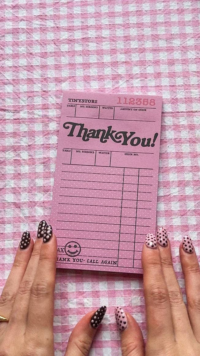 TINYSTORE - Wholesale Notepad - TINY STORE Signature Pink 'Thank You' Notepad1