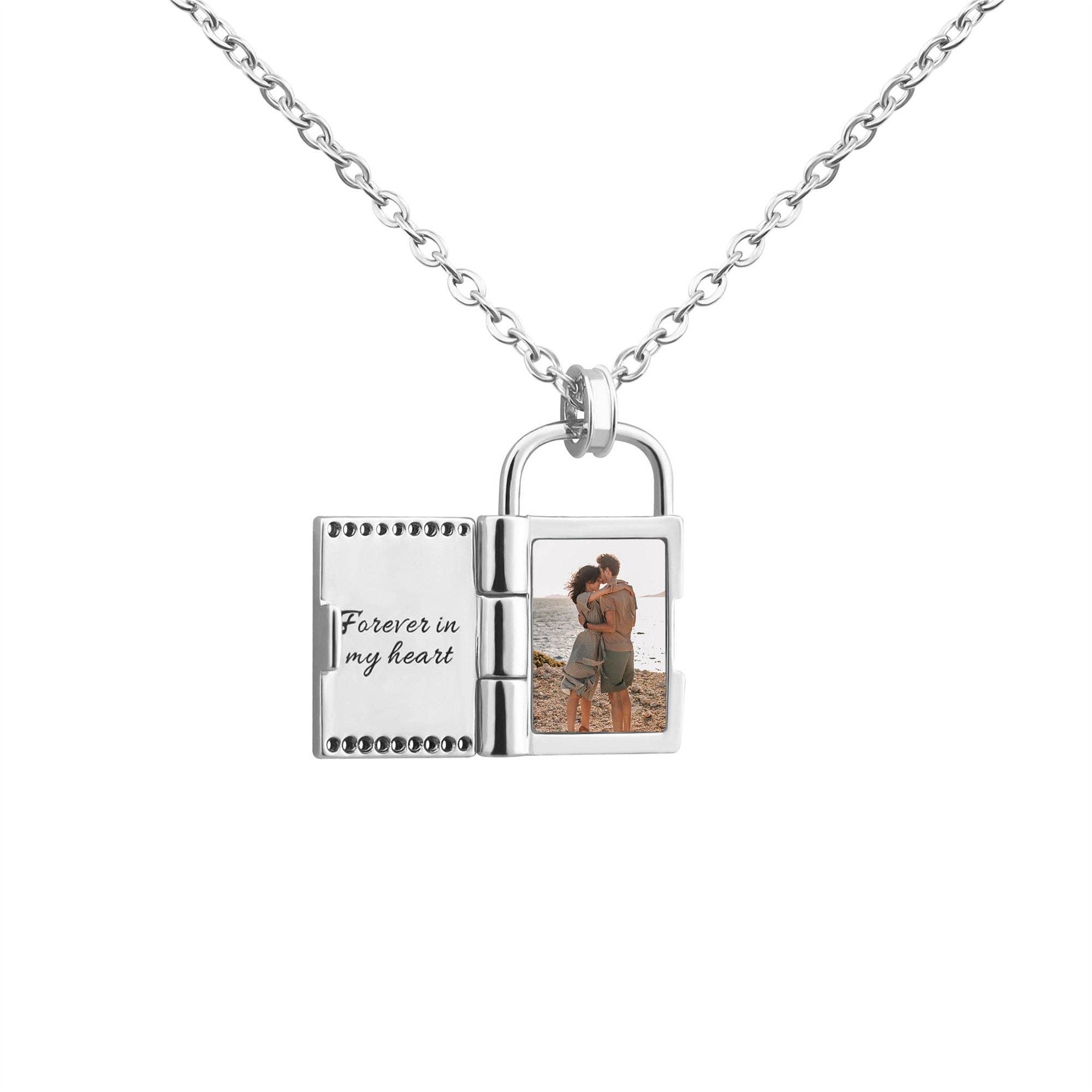 Perimade & Co. LLC - Wholesale Locket Necklace - Custom Lock Photo Locket Necklace in Stainless Steel1
