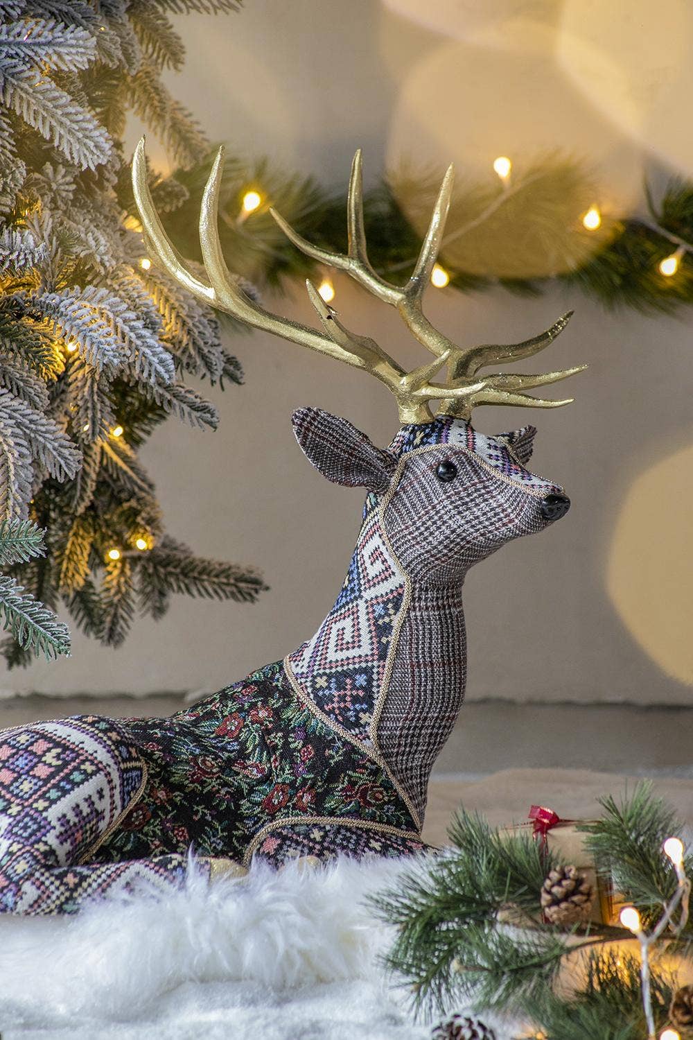 A&B Home Group Inc. - Wholesale Christmas Decoration - 22.5x13.8x23.5" Luxe Lounging Velvet Deer Figurine4