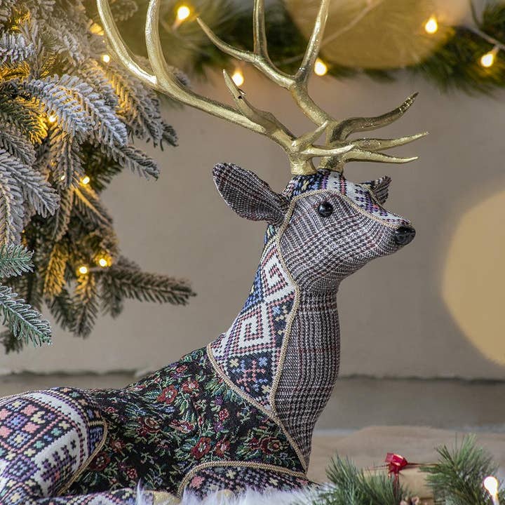 A&B Home Group Inc. - Wholesale Christmas Decoration - 22.5x13.8x23.5" Luxe Lounging Velvet Deer Figurine4