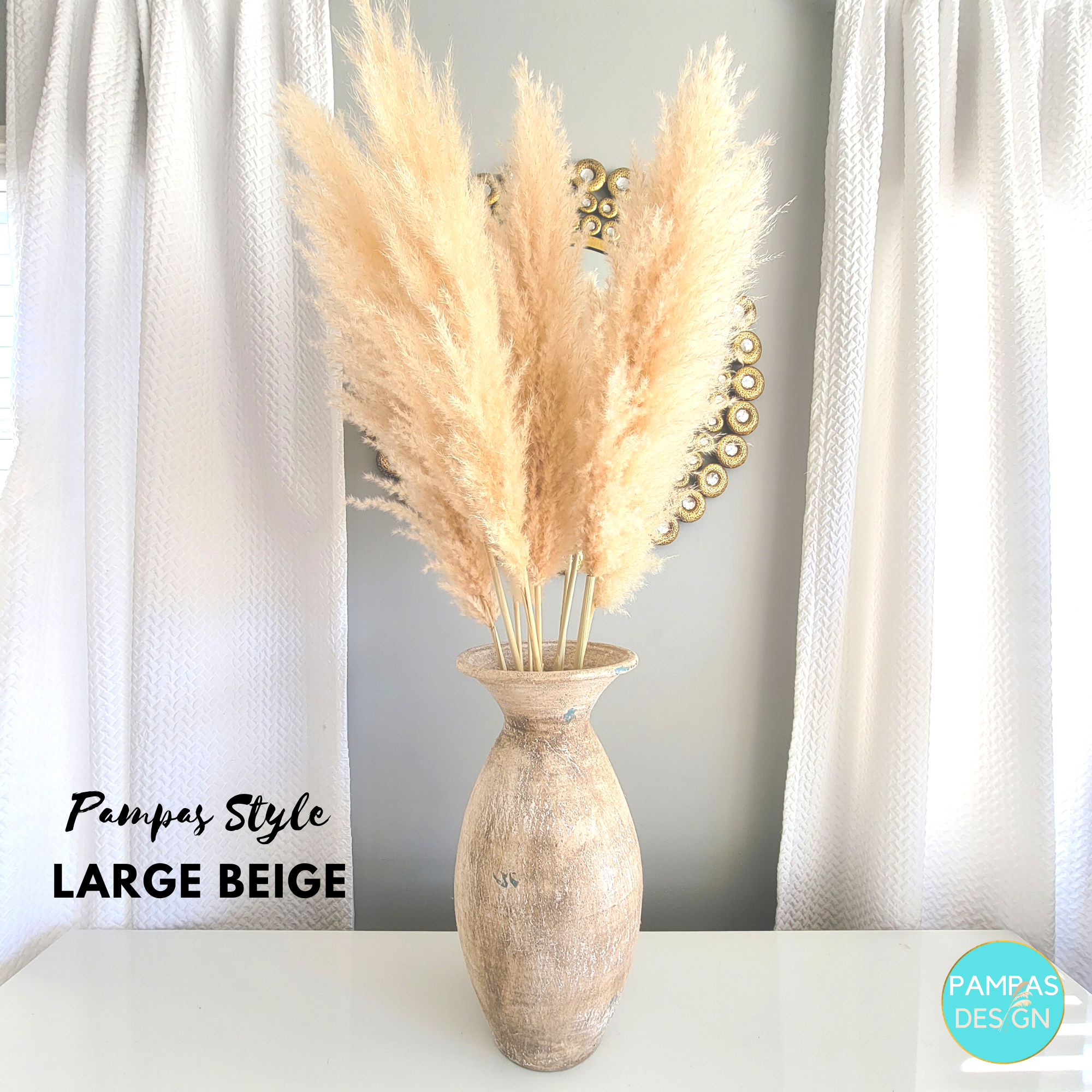 Pampas Design - Wholesale Dried/Pressed Flowers - Pampas Grass Large Bouquet 3.5ft to 4ft Tall Soft and Fluffy1