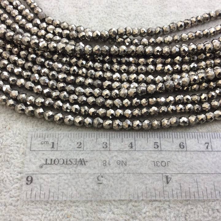Only Beads - Wholesale Beads - Pyrite Rondelle Beads - 4mm AAA Faceted Gemstones2