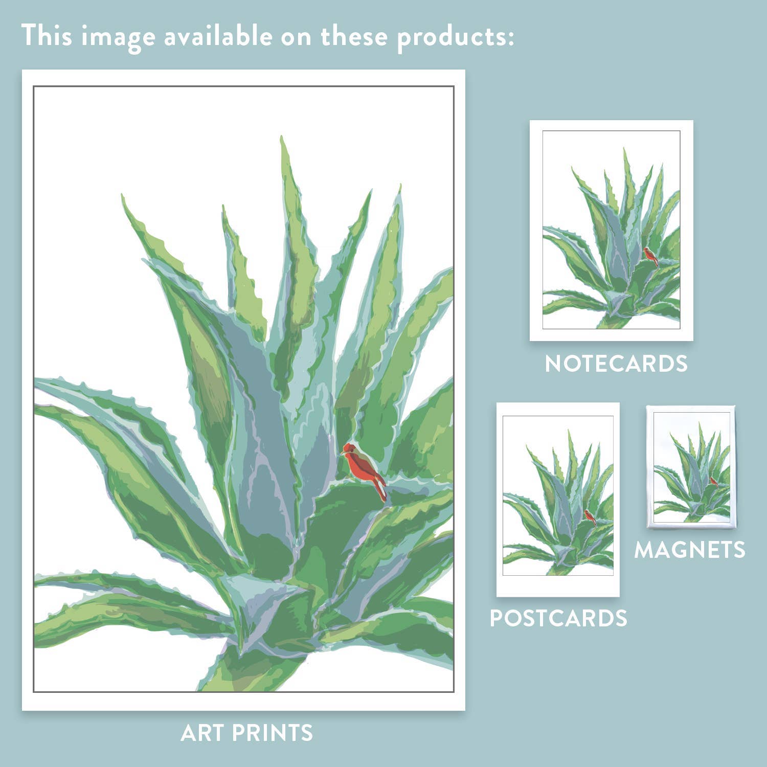 Rigel Paper – Engroshandel Hverdagshilsen kort – RBI-98 Agave Succulent & Native Desert Bird lykønskningskort2