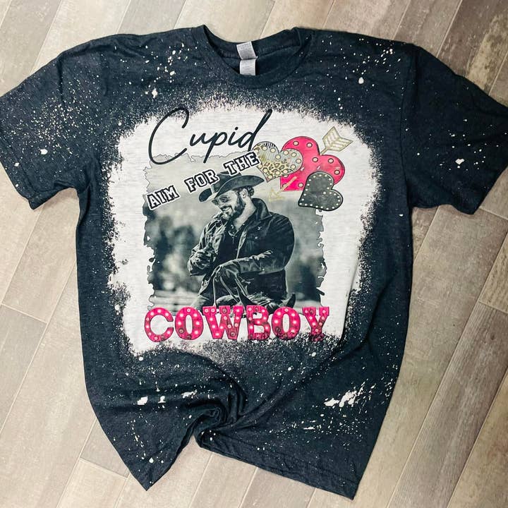 NOVO objetivo do Cupido para a camiseta Cowboy Rip Screenprint RTS por atacado de Maria's Custom Designs