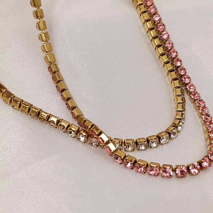 Pavé Setting Full Necklace 18K Gold Plated Stainless Steel for wholesale by Minimalistajoyeria