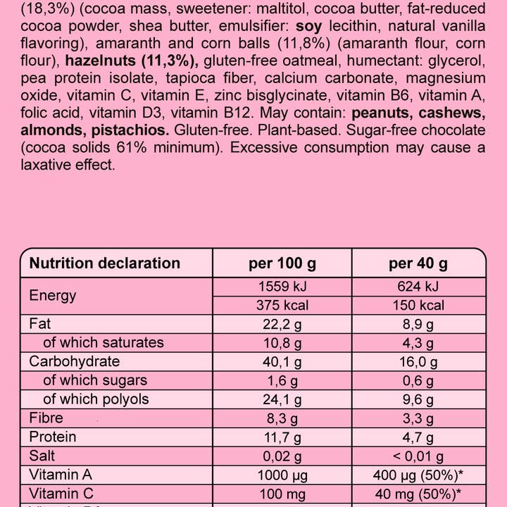 FIZI - Wholesale Snack Bar - MOOD BOOSTER "CRISPY HAZELNUT” 12 X 40G3