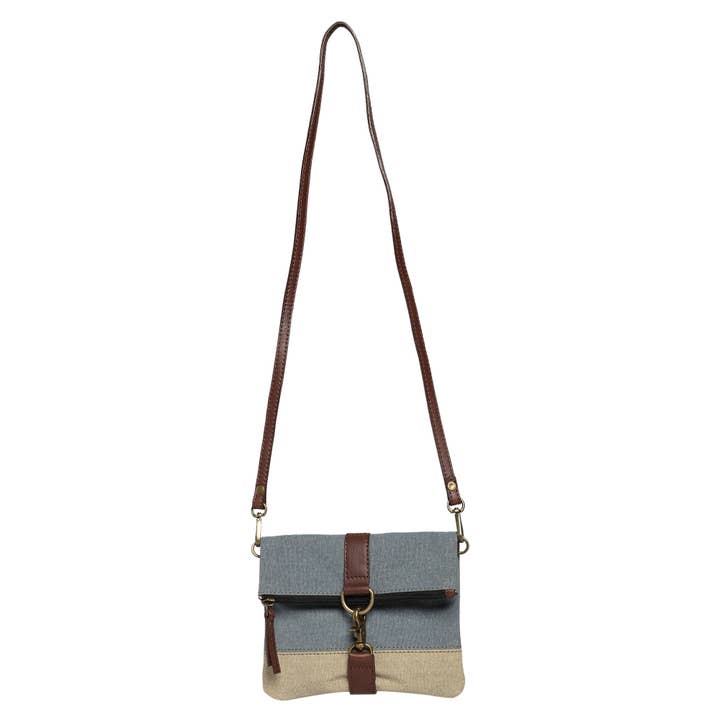 Mona B. - Wholesale Crossbody bag – Women's - Finley Original Leather Crossbody Bag in Dusty Blue2