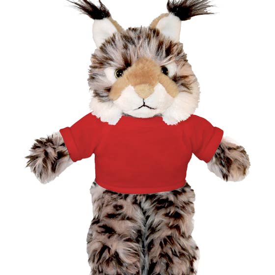 Plushland - Wholesale Stuffed/Plush Toy - Kids & Baby - Plush wild animal bobcat with customizable tee shirt 12"