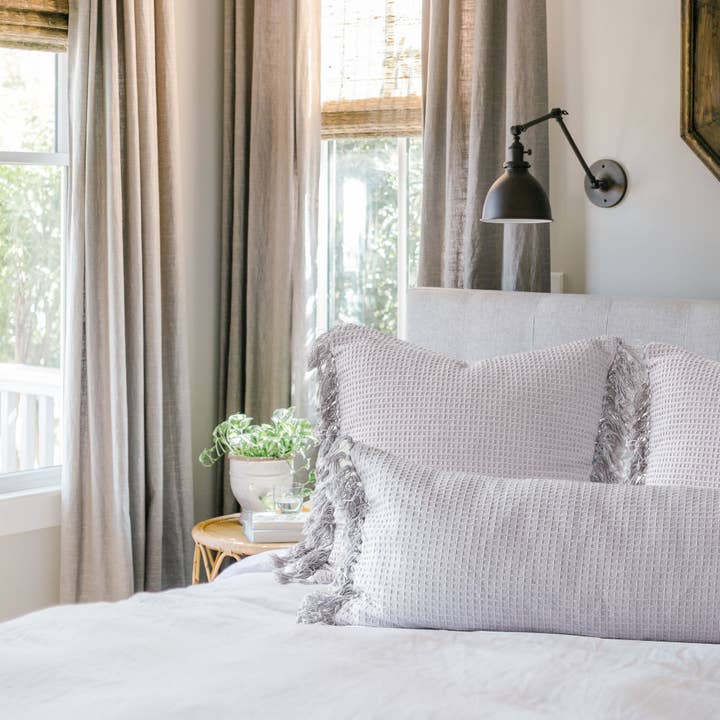 Grey Wren Waffle Weave Pillow Cover – Textured Cotton Cushion for wholesale on Faire