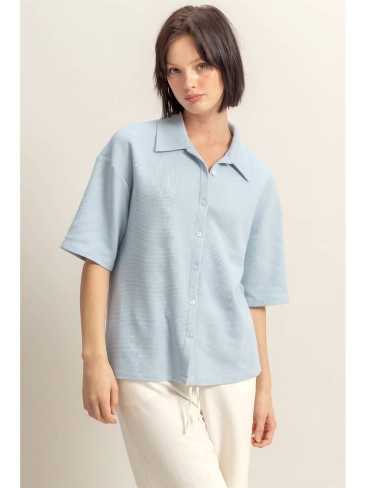 Waffle Fabric Wide Cut Shirt for wholesale by HYFVE