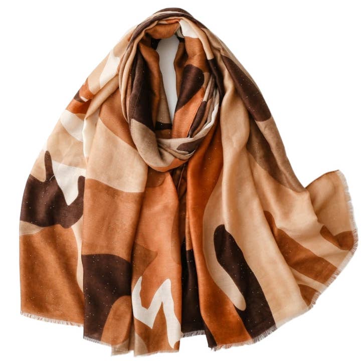 Funkyrel® Atzbranding Limited - Wholesale Scarf - Women's - Scarvii - Abstract Art Scarf with Gold Foil & Glitter3