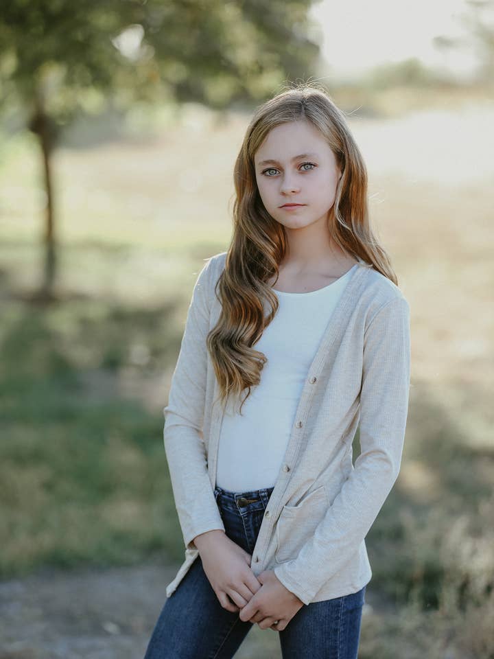 Oatmeal Rib Knit Cardigan for wholesale by Navy Fields