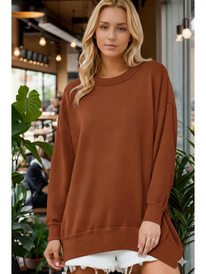 Burgundy Apparel - Wholesale Sweatshirt - Women's - BUTTER SOFT STRETCH RIBBED KNIT SWEATSHIRT4