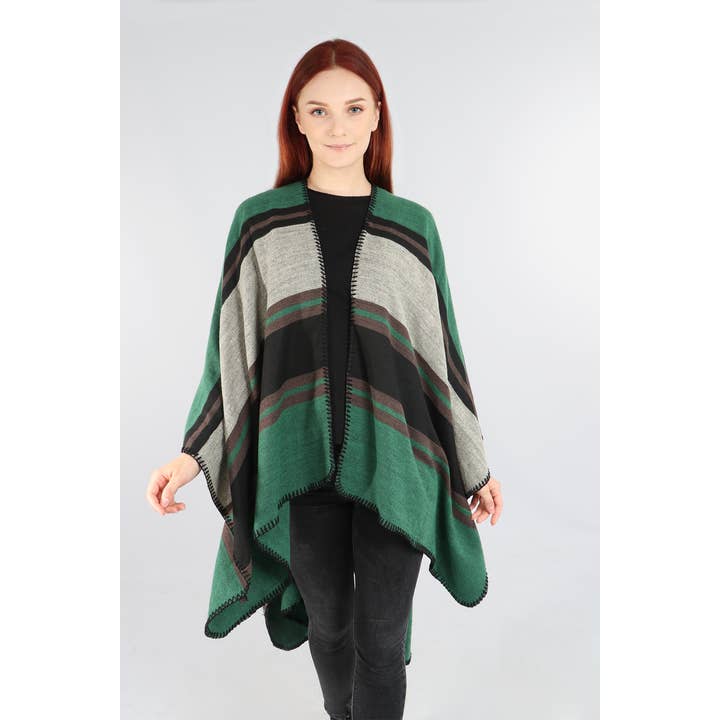Green Mixed Stripe Cape for wholesale by Sarta