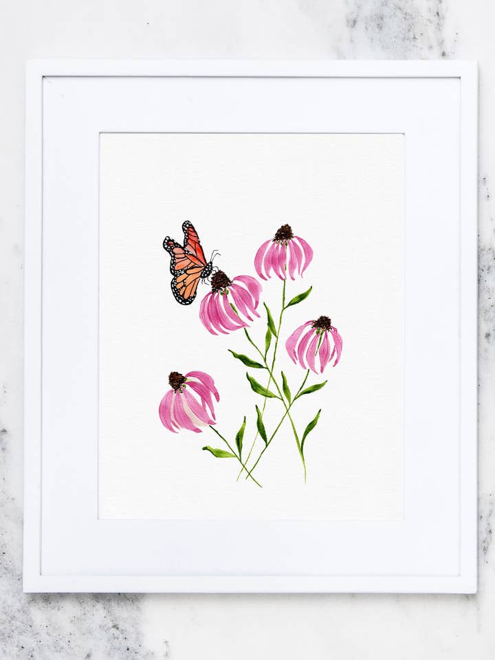 Cone Flower Watercolor Fine Art Print for wholesale by Crissie Vitale Creative