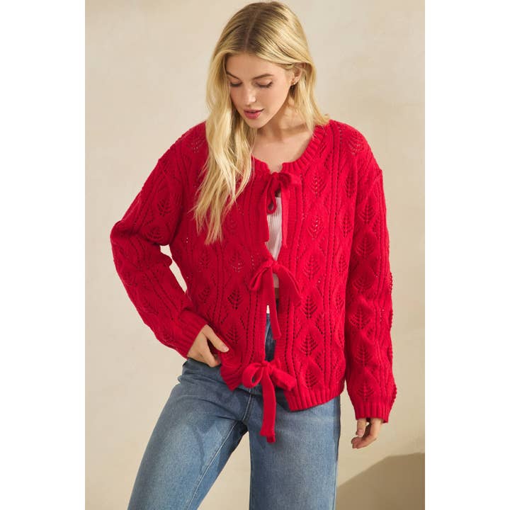 SWEETHEART SLØJFE-STRIKKET CARDIGAN (SW7459) for engroshandel hos Sage + Fig