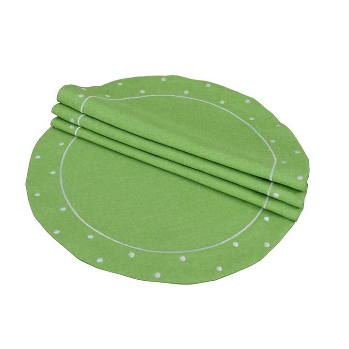 Xia Home Fashions & Manor Luxe - Vendita all'ingrosso Tovagliette - Set di 4 tovagliette rotonde a pois ricamate, 40,6 cm2