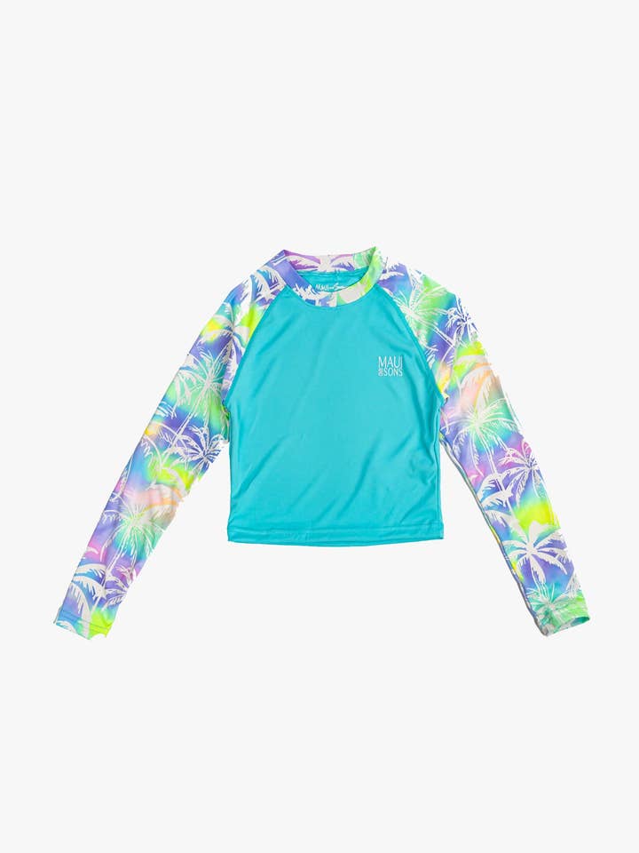 Girls Cosmic Long Sleeve Cropped Sun Shirt for wholesale by Maui and Sons