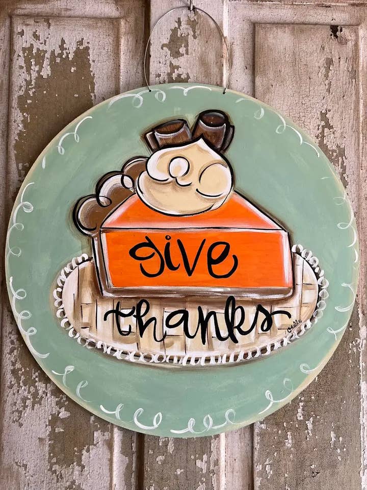 Colgador de puerta; Otoño, Da las gracias, Pastel de calabaza para venta al por mayor de The Happy Butterfly