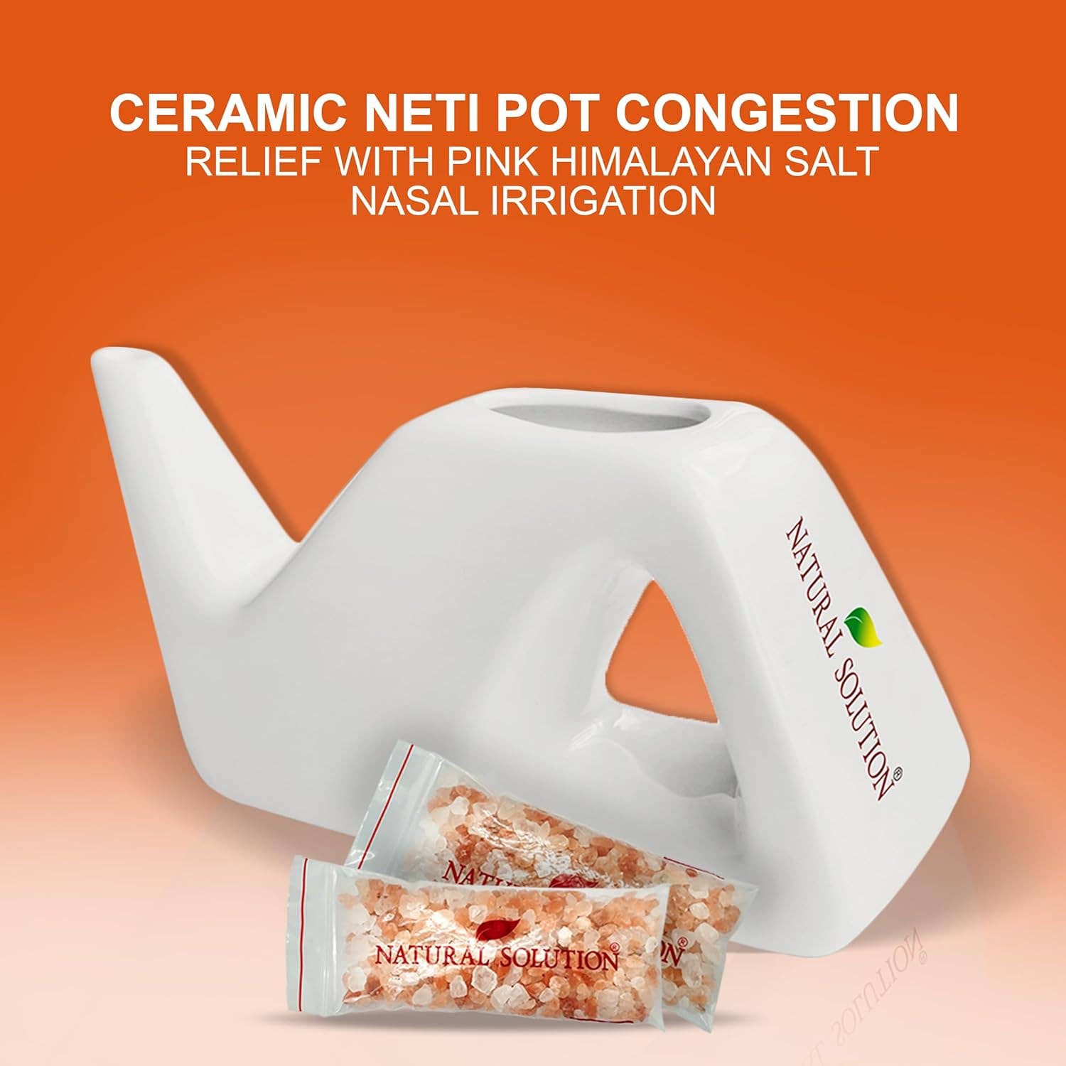 WBM LLC - Wholesale Nasal Care - Natural Solution Ceramic Neti Pot Sinus Rinse With Pink Salt1