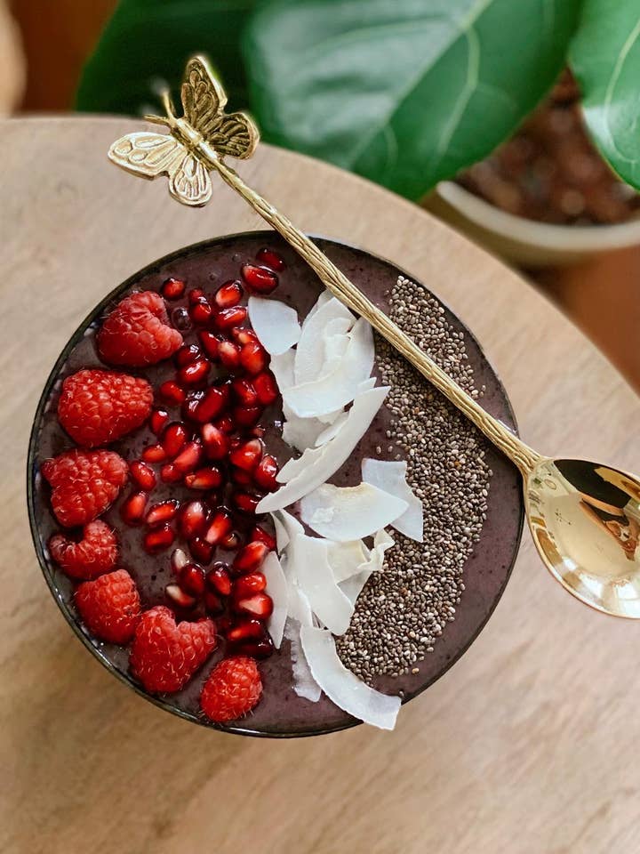 Brass Butterfly Smoothie Spoon for wholesale by Honey and Roses Coffee