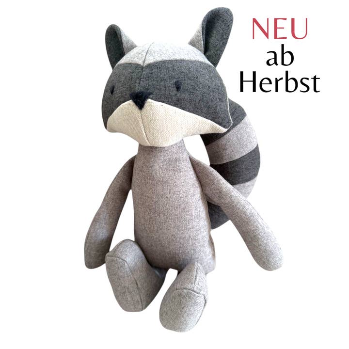 Jouet en peluche Wil le raton laveur avec oreilles crépitantes & tissu Oekotex pour la vente par BennyBurton (Walk-Buddy Hundezubehör)