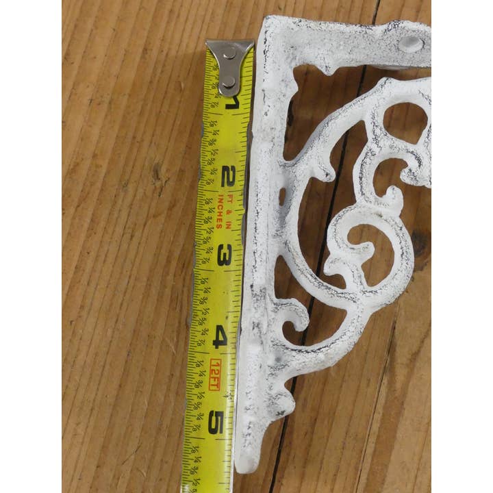 Midwest Craft House - Wholesale Wall Mounted Shelf - CAST IRON DISTRESSED WHITE SHELF BRACKET, 6 1/4" X 5 1/4"4