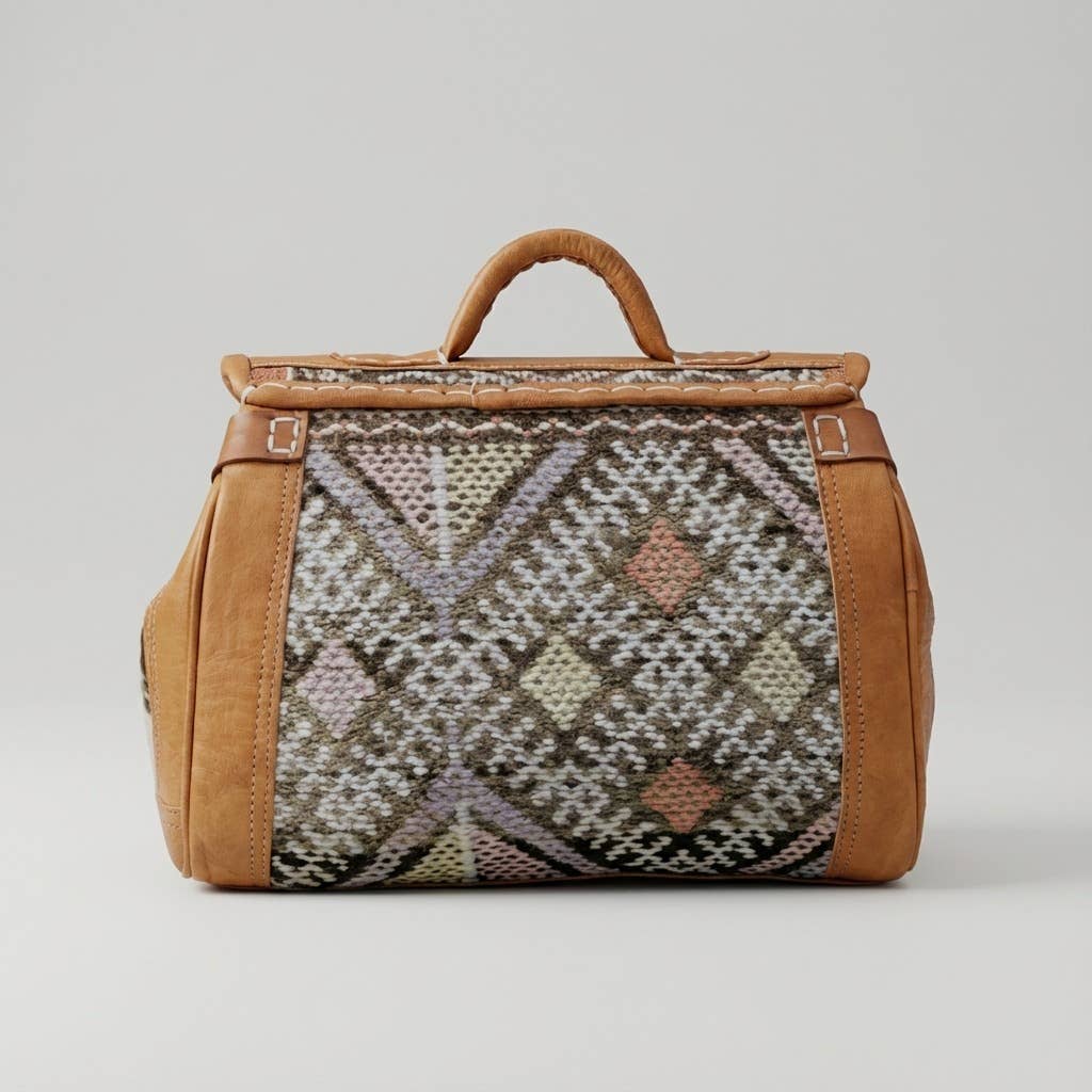 Melecraft – Saco de viagem - Mulher por atacado – Mala de Fim de Semana em Couro Kilim - Saco de Viagem Boho Único3