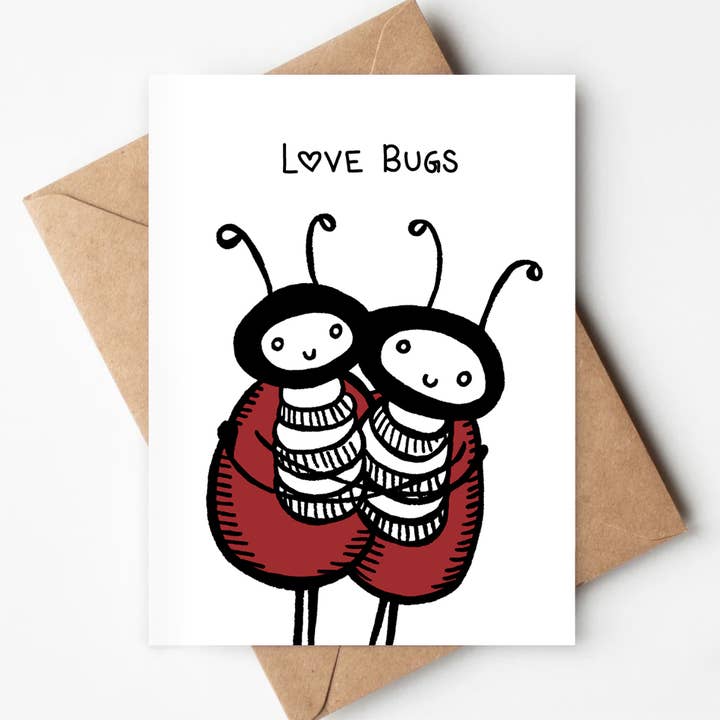 Carte écologique Love Bugs - Mariage, Anniversaire pour la vente par Jenna's Doodles