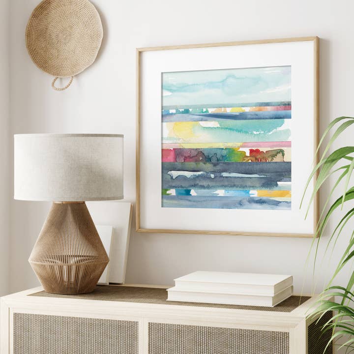 Colorful Abstract Seascape Art Print (Tide Is Turning) for wholesale by Inkwood Co