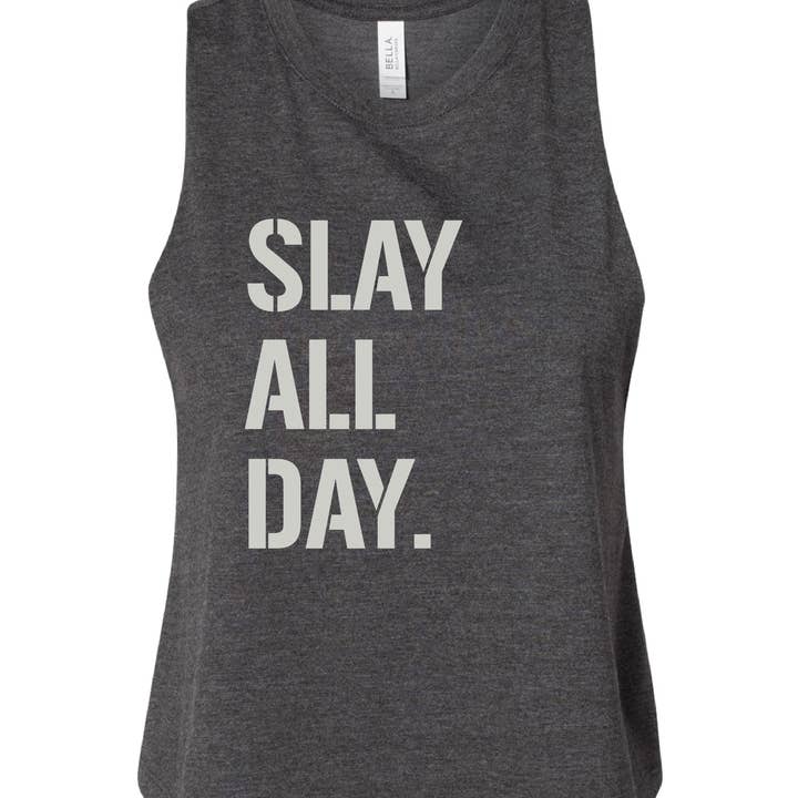 SLAY ALL DAY CROPPED TANK for wholesale by Mermaid Mafia Outfitters