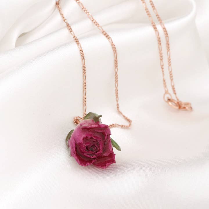 MadamLili - Wholesale Pendant/Charm Necklace - 925 sterling rose gold plated chain “Real Rose” K925-506
