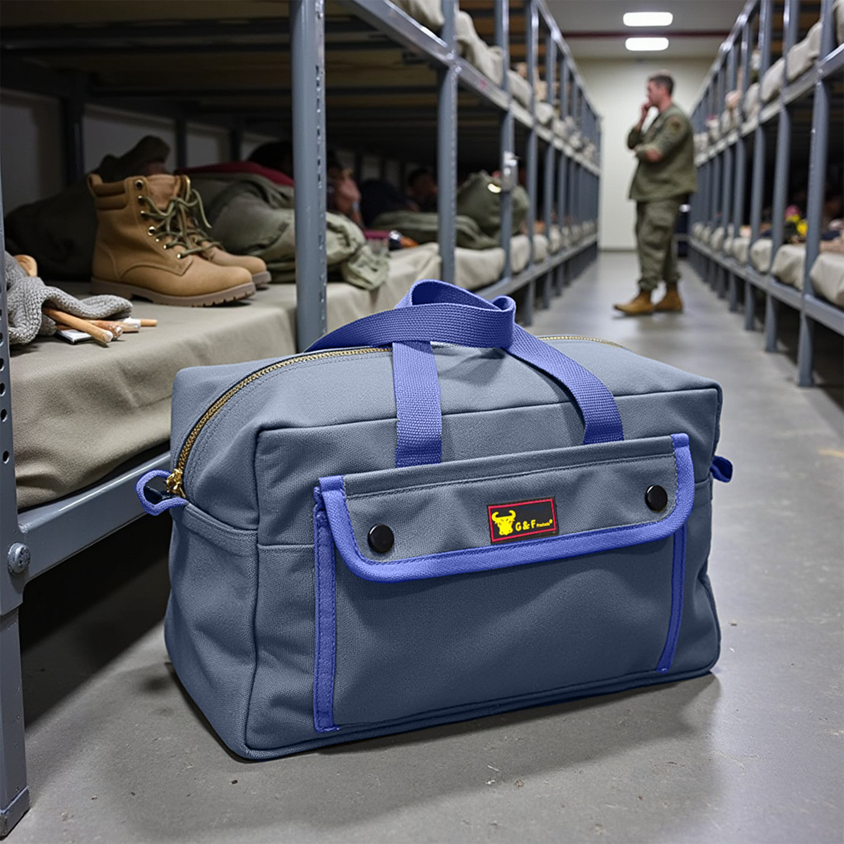 G & F Products - Vente Sac/panier à accessoires pour cheveux - Sac de sport en toile cirée de style militaire, résistant à l'eau6